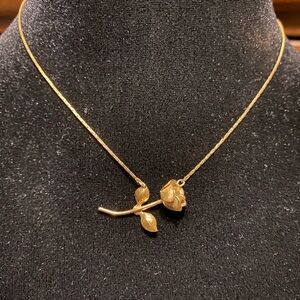 Vintage Monet 50s (ish) Elegant Gold Rose Pendant Necklace